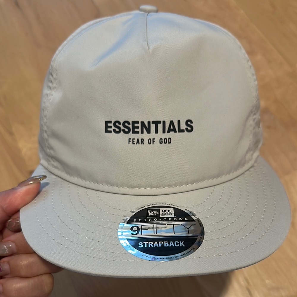Essentials Tan Snapback Hat Flat Brim